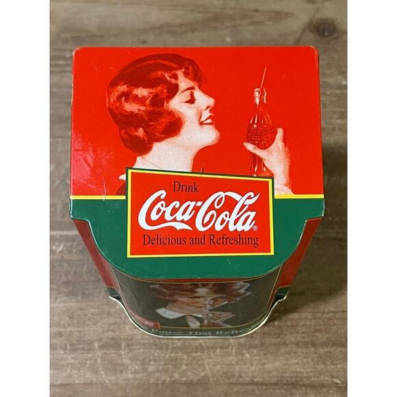 Drink Coca Cola Tin Container Vintage Woman Drinking Refresh Yourself Storage - Picture 5 of 8